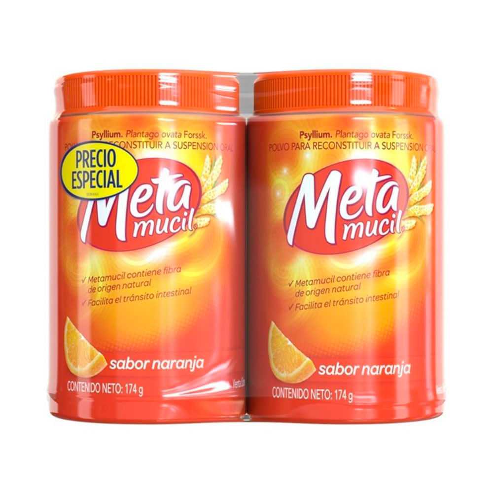 METAMUCIL P.E. POLVO NARANJA FRASCO 2 X 174 G