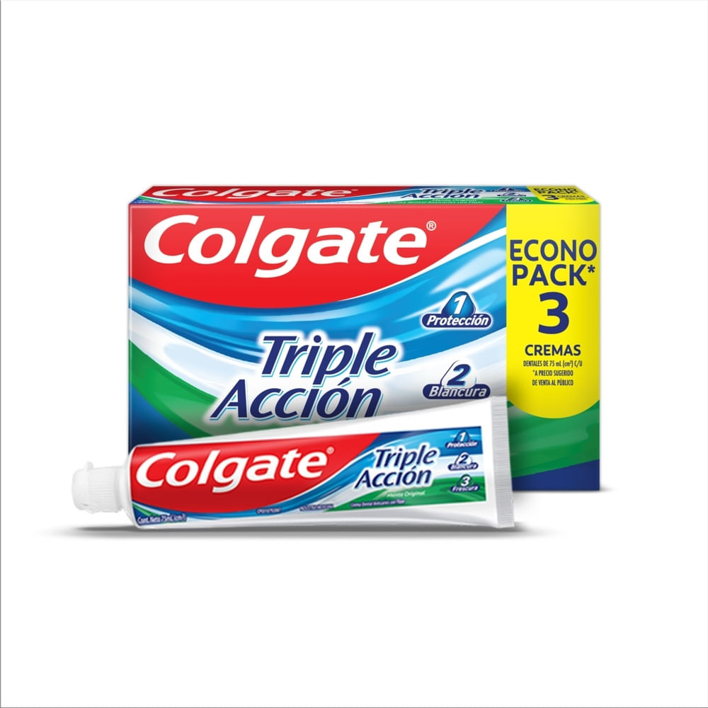 CREMA DENTAL COLGATE TRIPLE ACTION CAJA 3 X 75ML