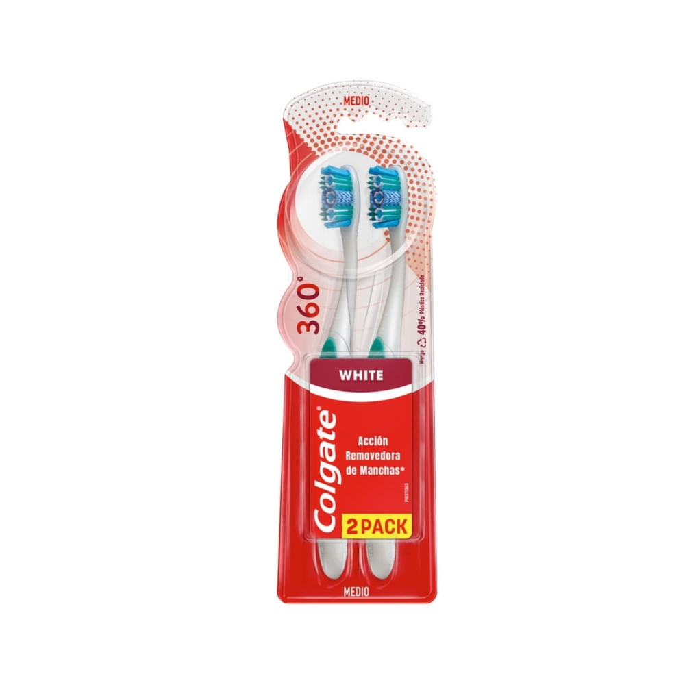 CEPILLO DENTAL COLGATE 360 LUMINOUS WHITE MEDIO X 2 UNDS