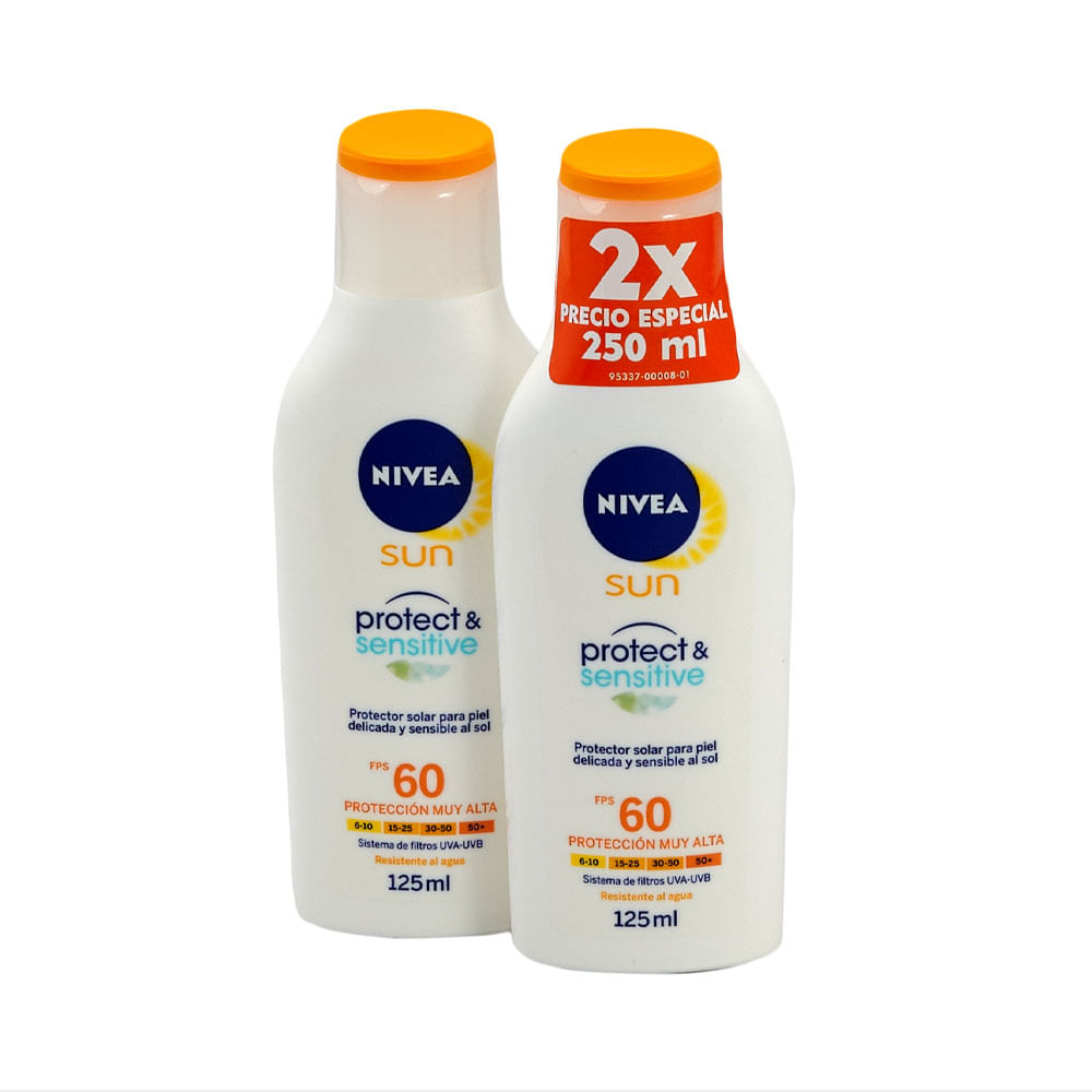PROTECTOR SOLAR NIVEA SUN SENSITIVE SPF 60 FRASCO X 2 P.ESPECIAL