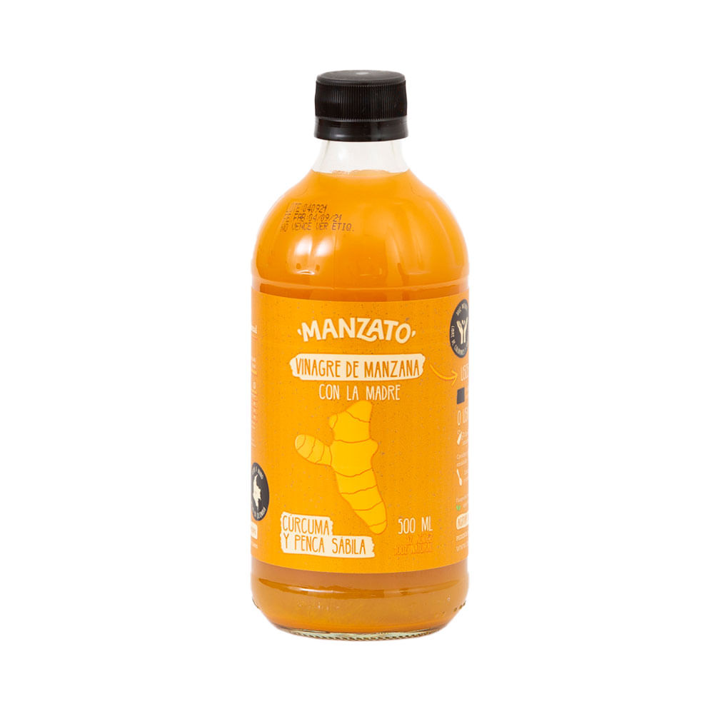 MANZATO VINAGRE MANZANA CURCUMA-PENCA SABILA BOTELLA 500 ML