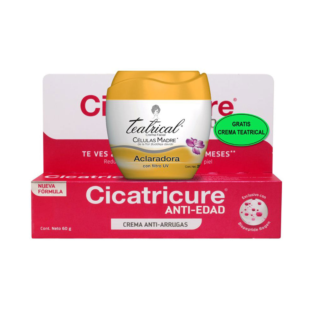CREMA CICATRICURE 60G +TEATRICAL ACL POTE 100 G