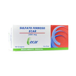 SULFATO FERROSO ECAR GRAGEAS 200 MG