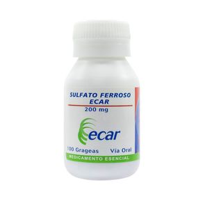 SULFATO FERROSO ECAR GRAGEAS 200 MG