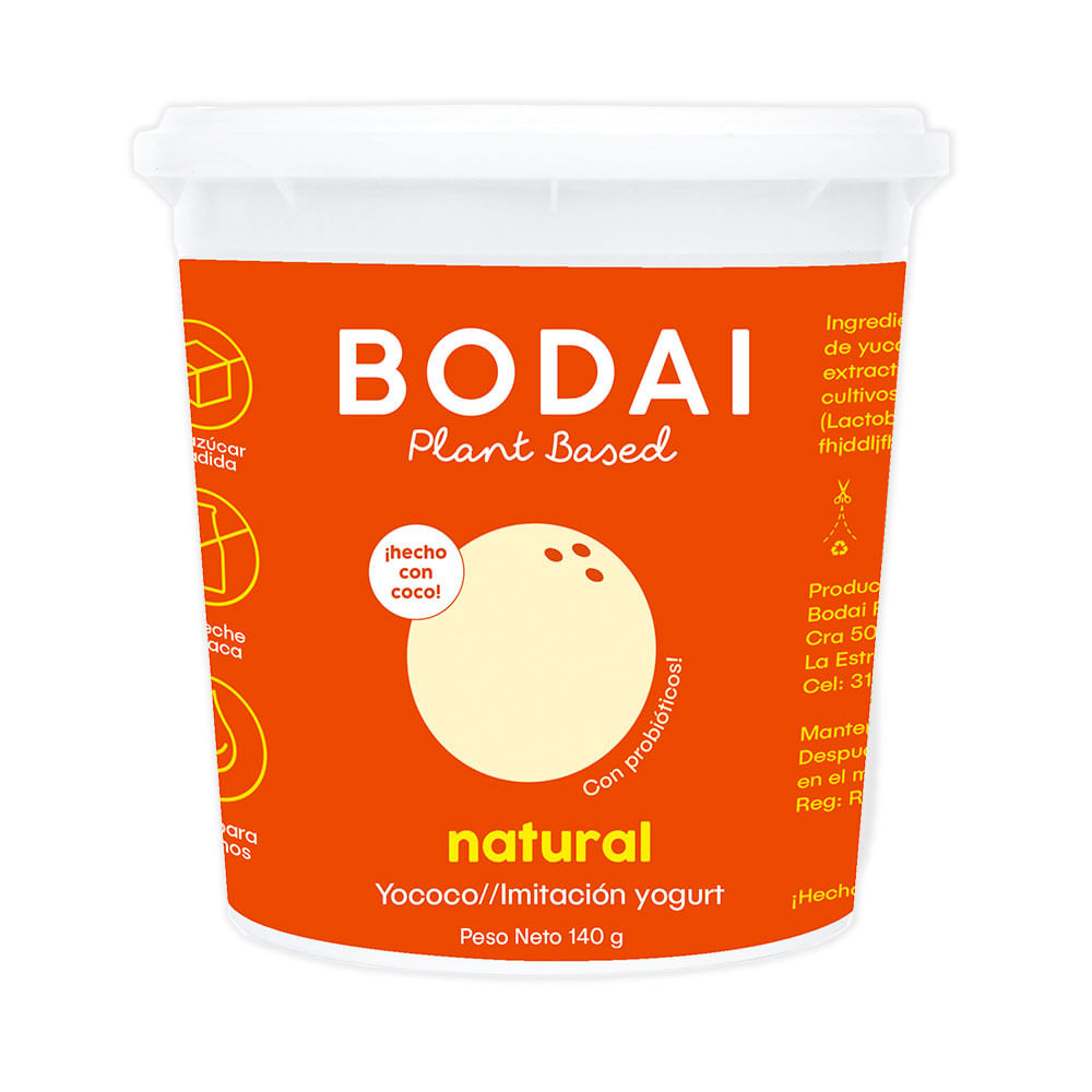 BODAI YOCOCO YOGURT NATURAL FRASCO 140 G