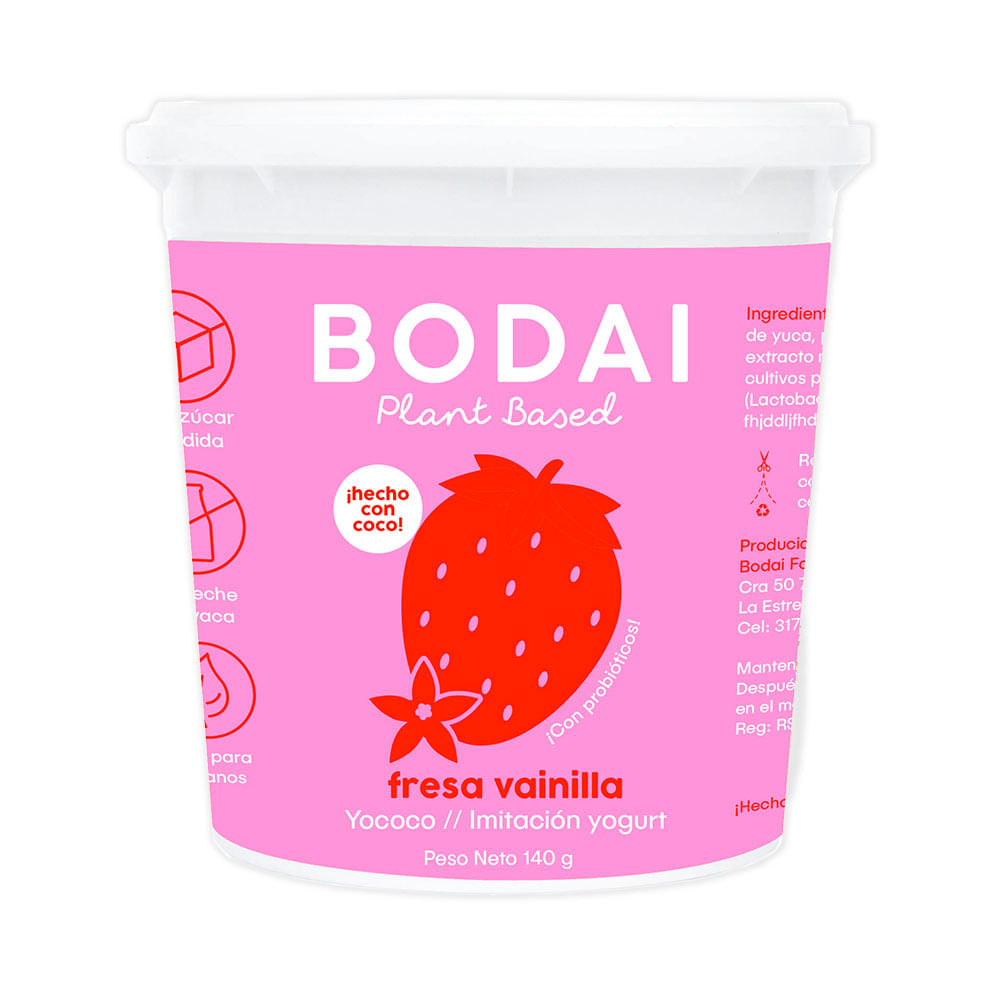 BODAI YOCOCO YOGURT VAINILLA - FRESA FRASCO 140 G