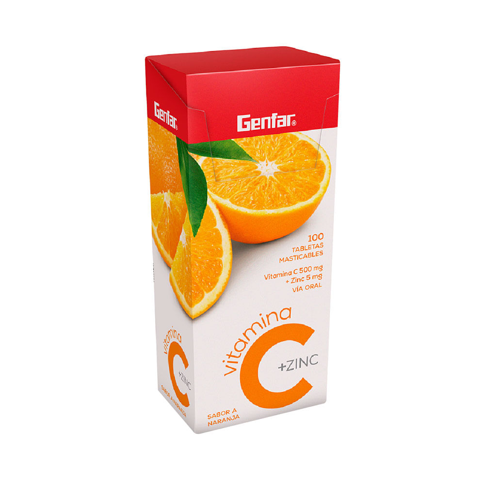 VITAMINA C +ZINC GENFAR T. MASTICABLES NARANJA