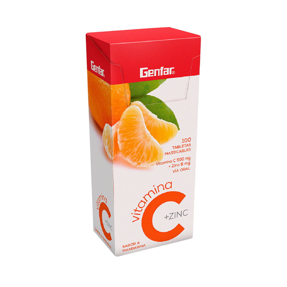 VITAMINA C +ZINC GENFAR T. MASTICABLES MANDARINA