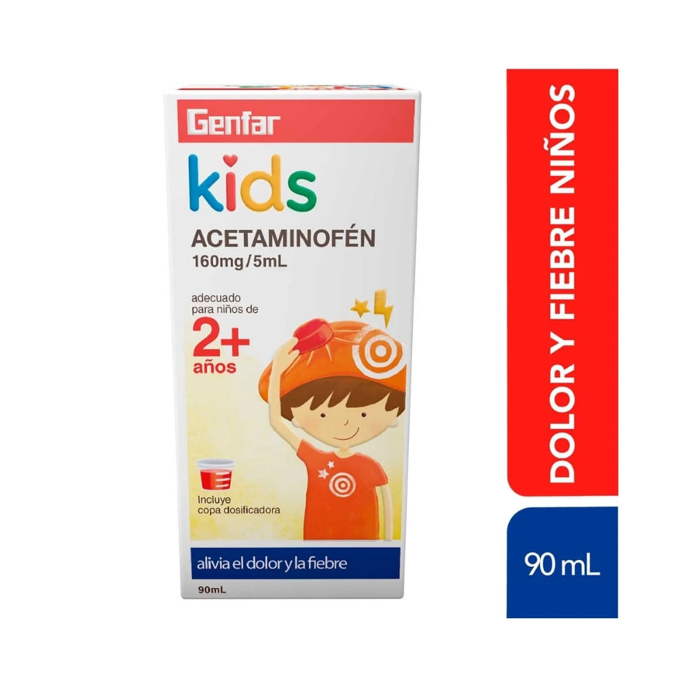 ACETAMINOFEN GENFAR KIDS JARABE 160MG/5ML CAJA 90 ML
