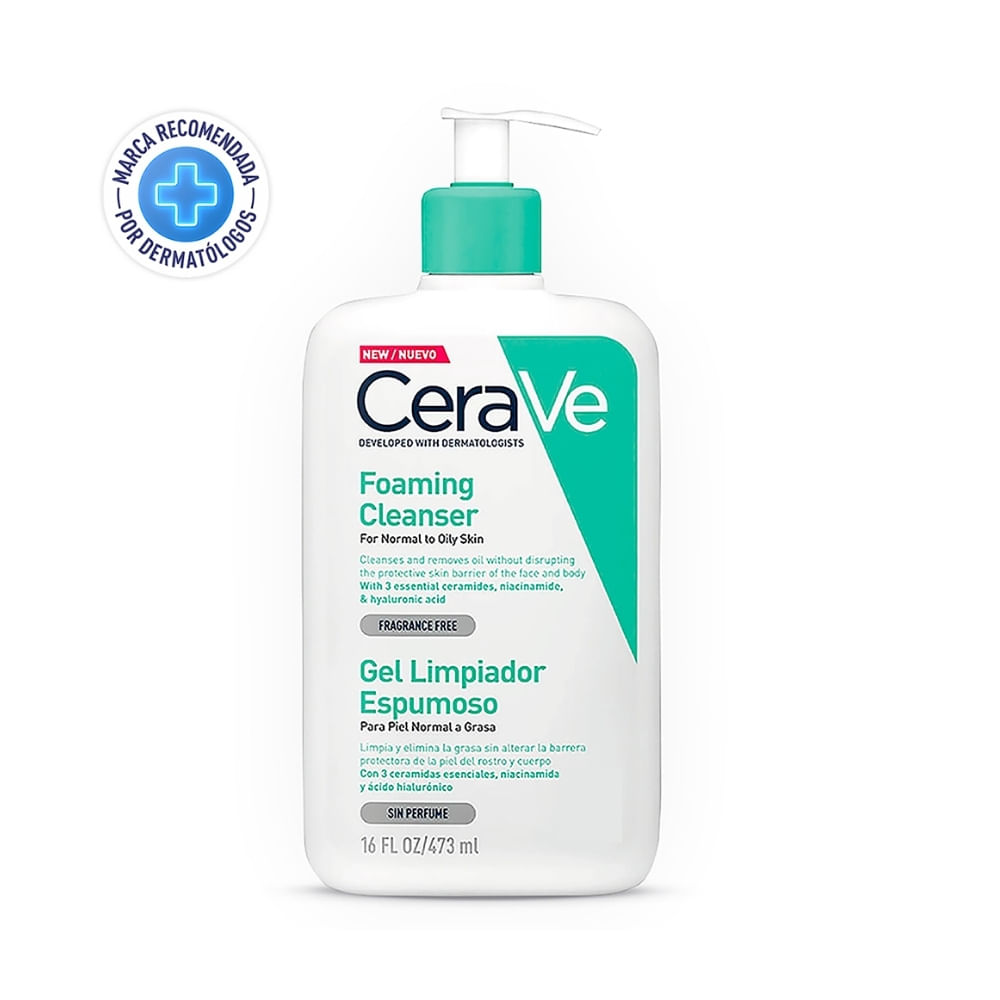 CERAVE GEL LIMPIADOR ESPUMOSO FRASCO 473 ML