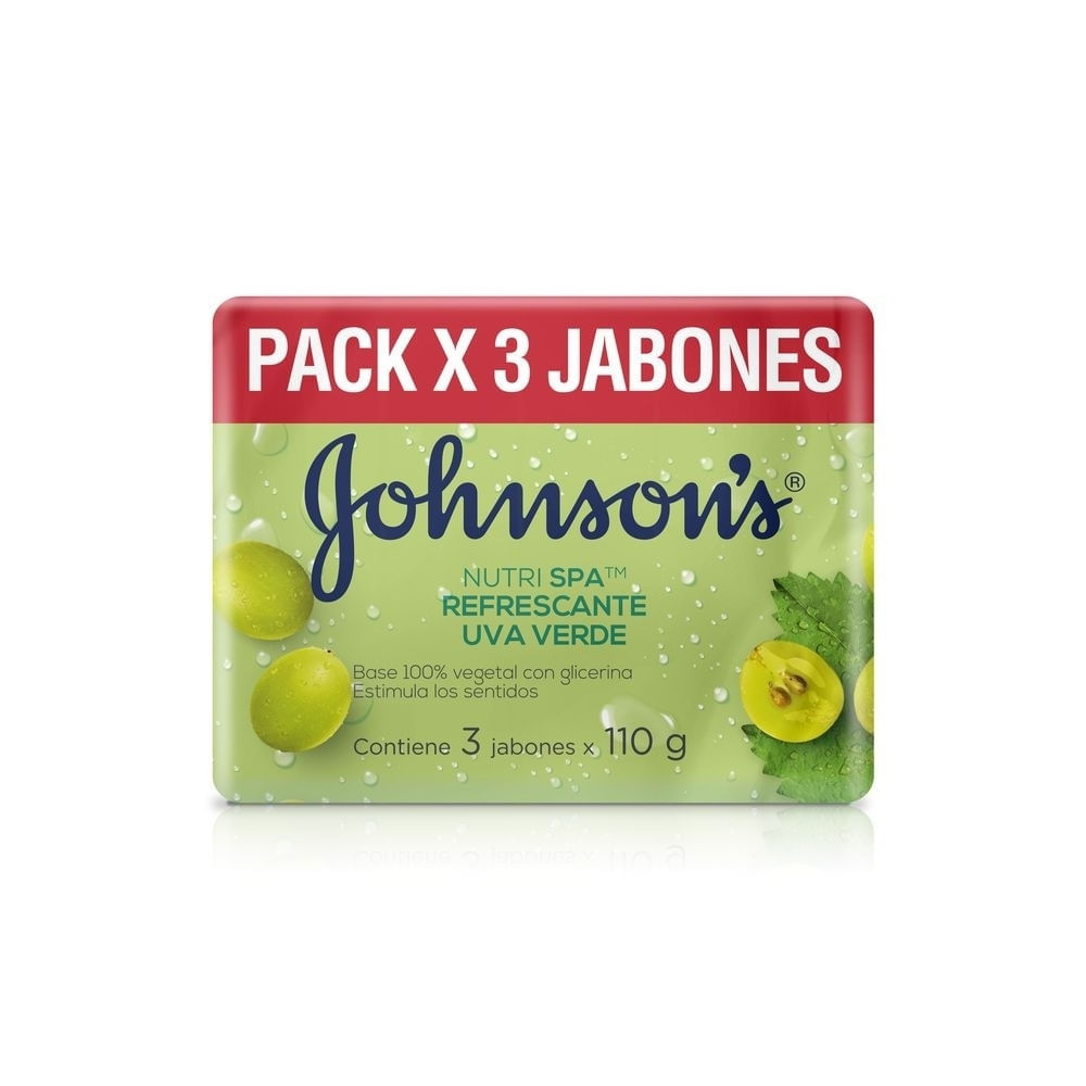 JABON JOHNSONS REFRESCANTE UVA VERDE BARRA 3 X 110GR