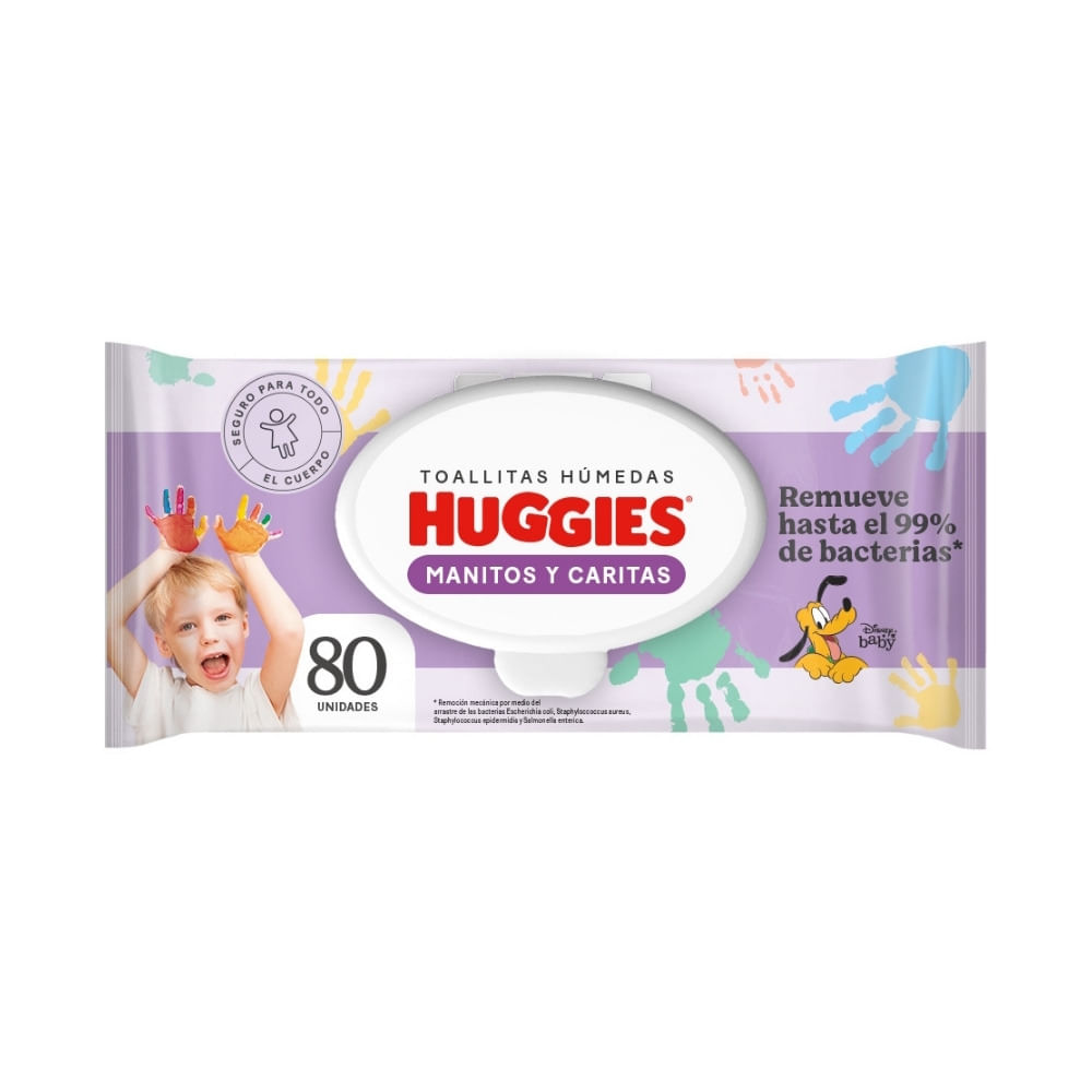TOALLITAS HUGGIES MANITOS CARITAS BOLSA X 80 UNDS