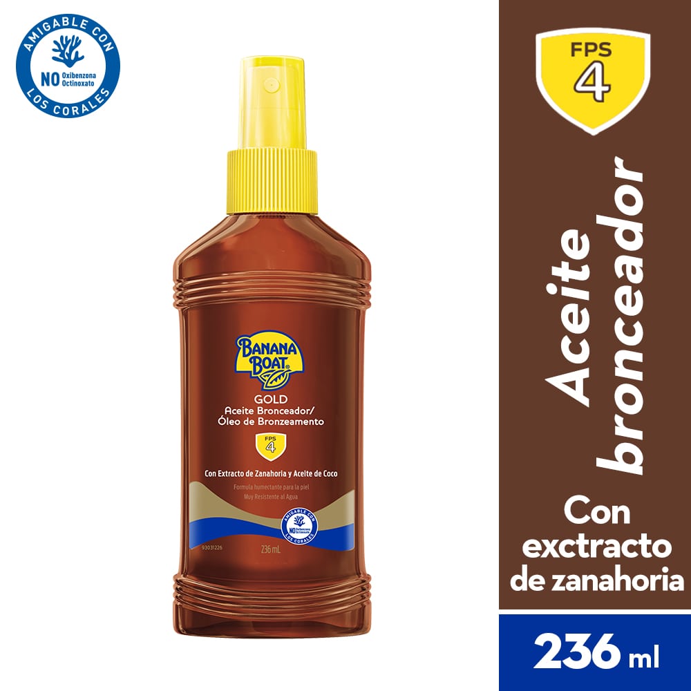 BANANA BOAT ACEITE BRONCEADOR SPF 4 FRASCO 236 ML