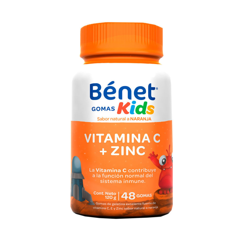 BENET KIDS VITAMINA C+ZINC GOMAS NARANJA FRASCO X 48 UNDS