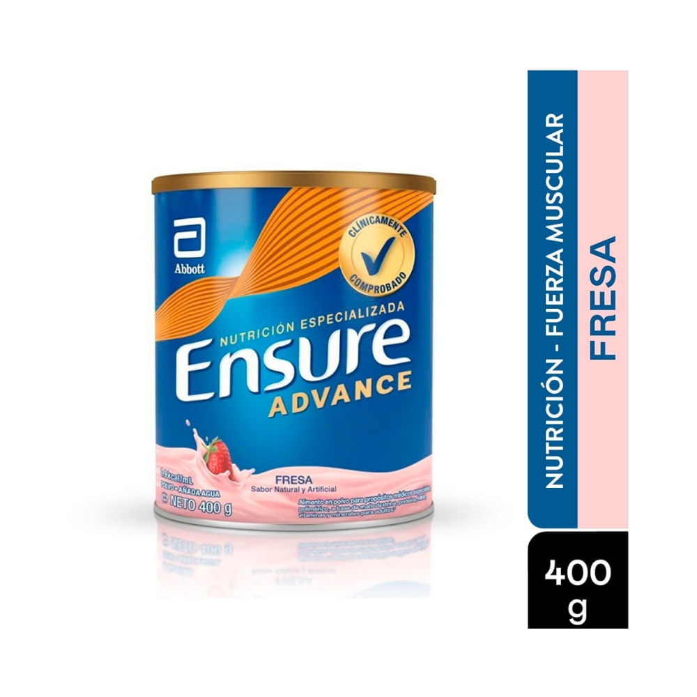 ENSURE ADVANCE FRESA POLVO PROTEINA + HMB LATA 400 G