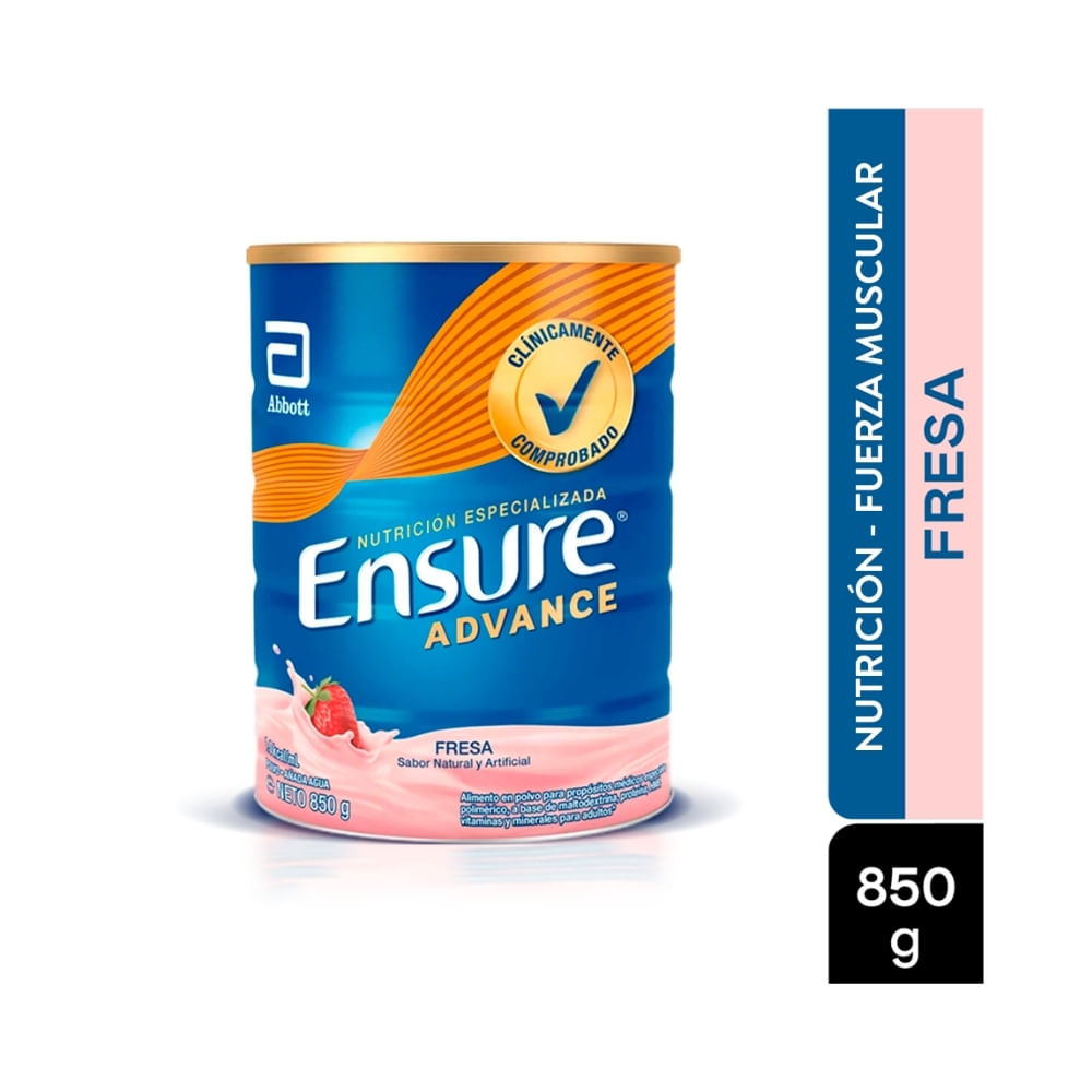 ENSURE ADVANCE FRESA POLVO PROTEINA + HMB LATA 850 G