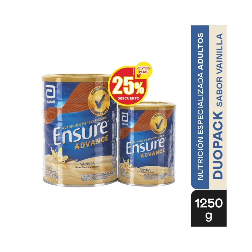 ENSURE ADVANCE P.E POLVO VAINILLA LATA 850G + 400G