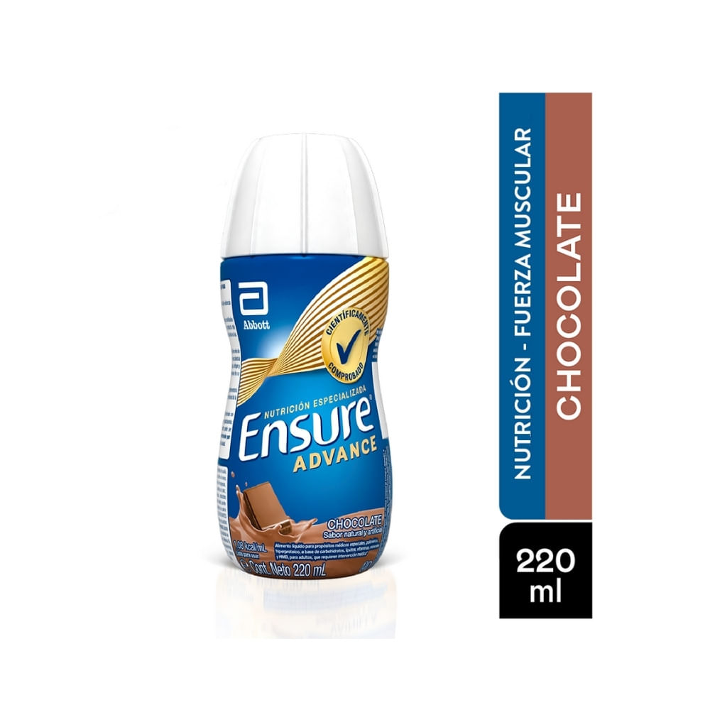 ENSURE ADVANCE CHOCOLATE LIQUIDO PROTEINA + HMB FRASCO 220 ML