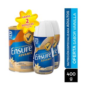 OFERTA ENSURE ADVANCE POLVO VAINILLA LATA 400G+2 LIQUIDOS