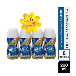 OFERTA ENSURE ADVANCE LIQUIDO VAINILLA FRASCO PAGUE 6 LLEVE 8 X 220 ML