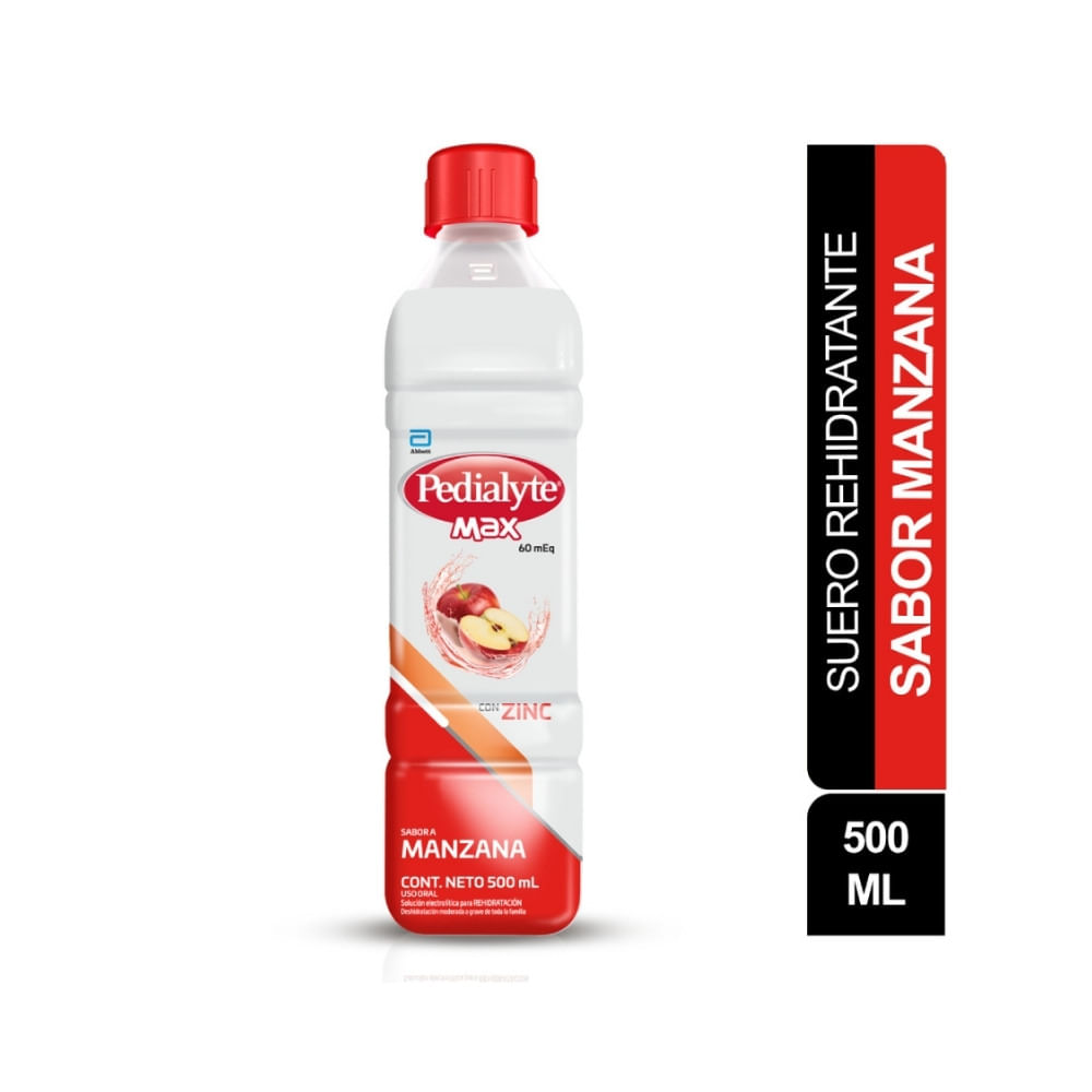 SUERO PEDIALYTE MAX 60 MANZANA FRASCO 500 ML