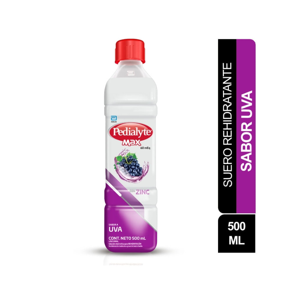 SUERO PEDIALYTE MAX 60 UVA FRASCO 500 ML