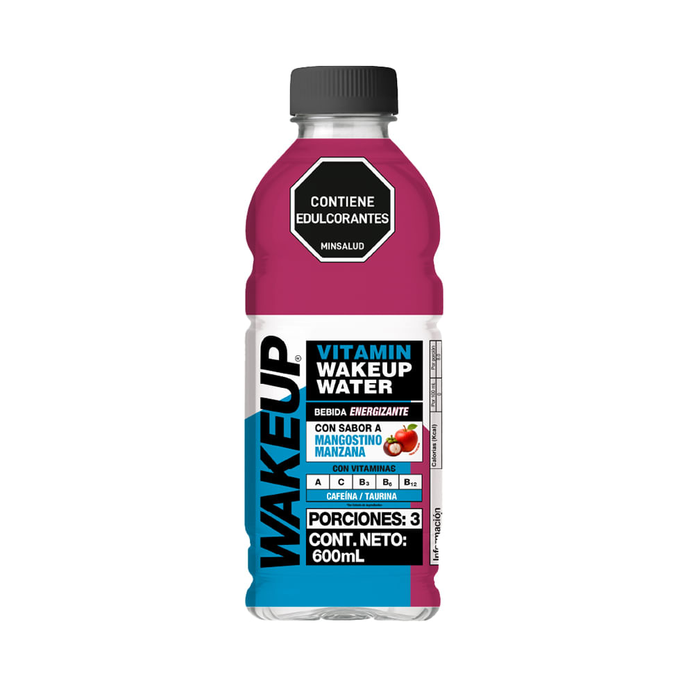 WAKEUP AGUA ENERGY MANGOSTINO-MANZANA BOTELLA 600 ML