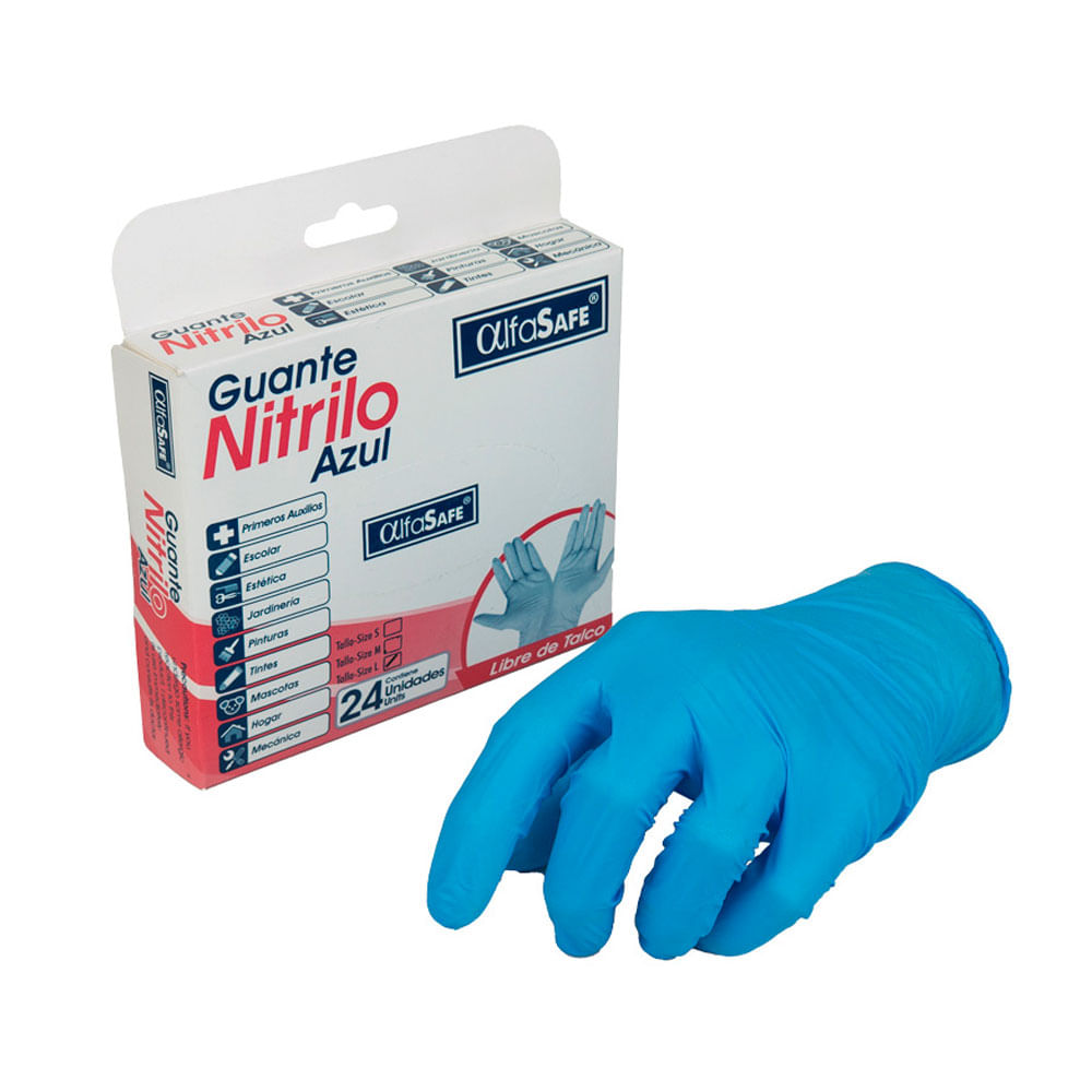 GUANTES NITRILO ALFASAFE TALLA L CAJA X 24 UNDS