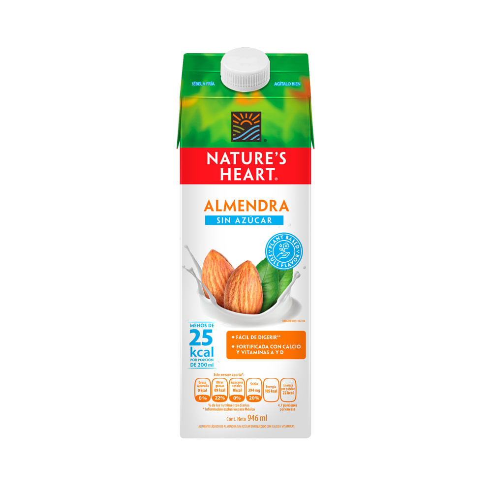 NATURES HEART BEBIDA ALMENDRA SIN AZUCAR TETRAPACK 946ML