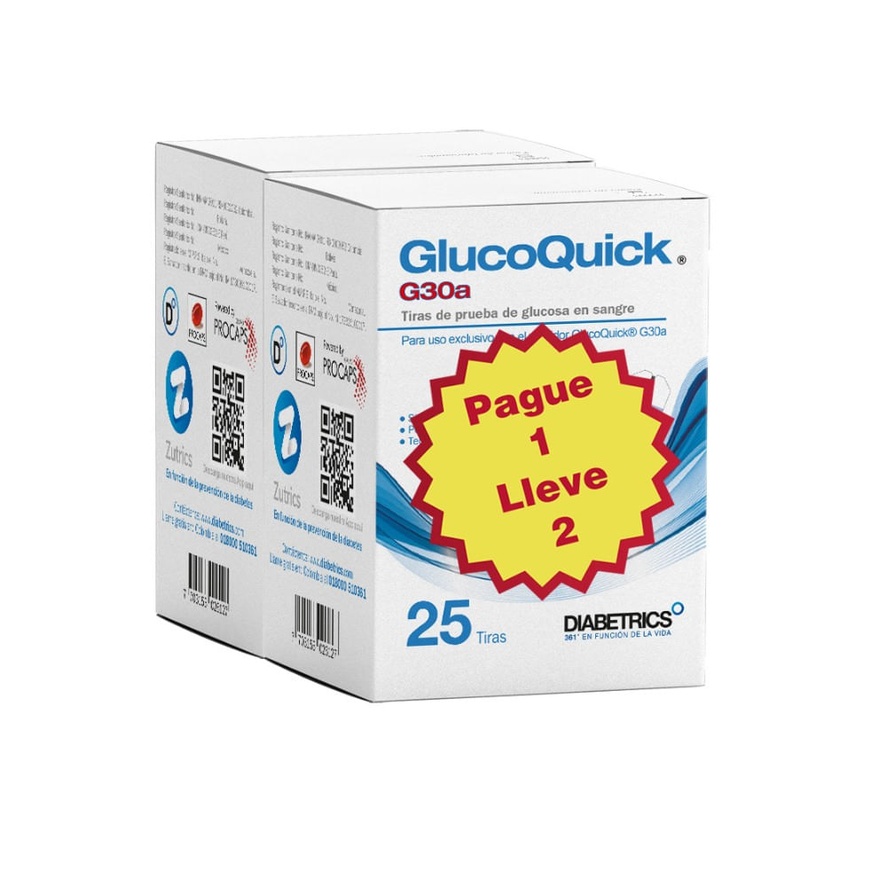 GLUCOQUICK G30A X 25 UNDS TIRILLAS CAJA PAGUE 1 LLEVE 2