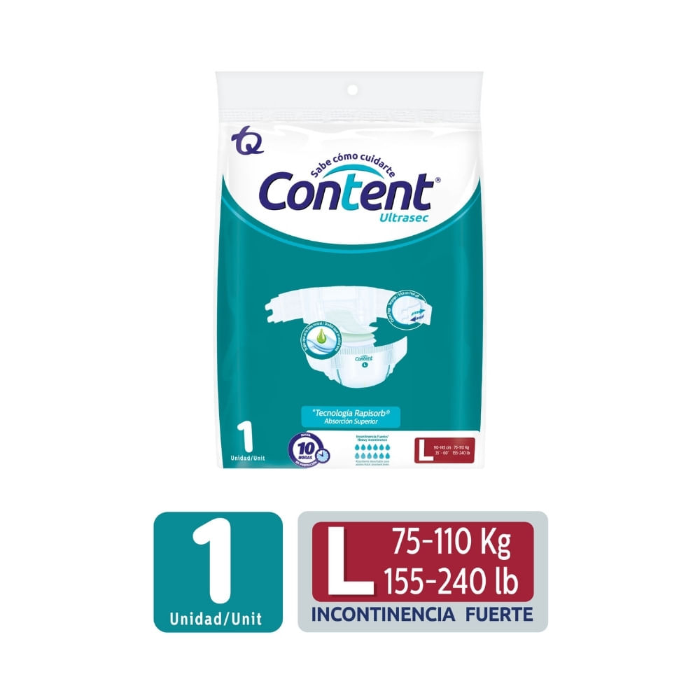 PAÑALES CONTENT ULTRASEC L BOLSA X 1 UND