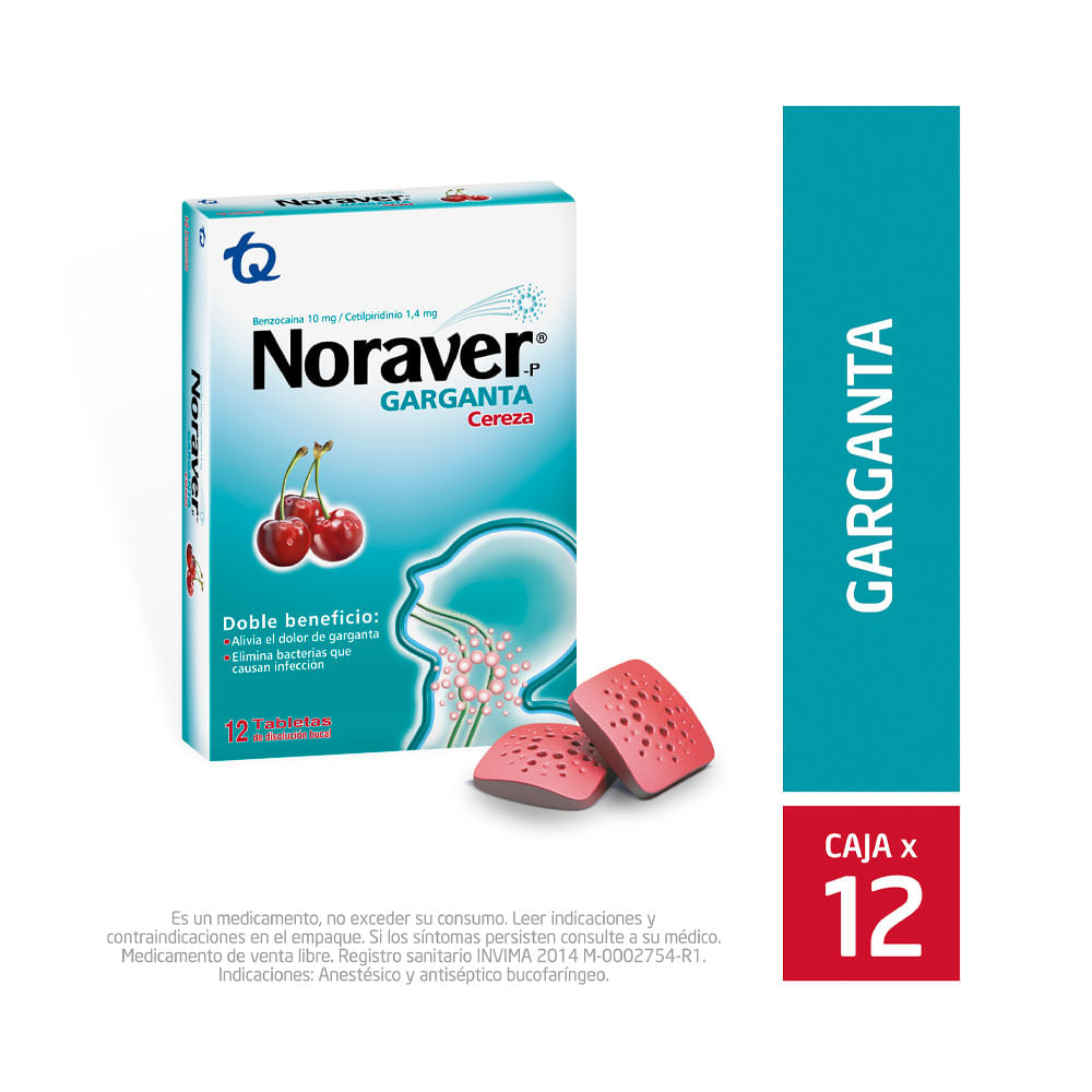 NORAVER GARGANTA TABLETAS CEREZA