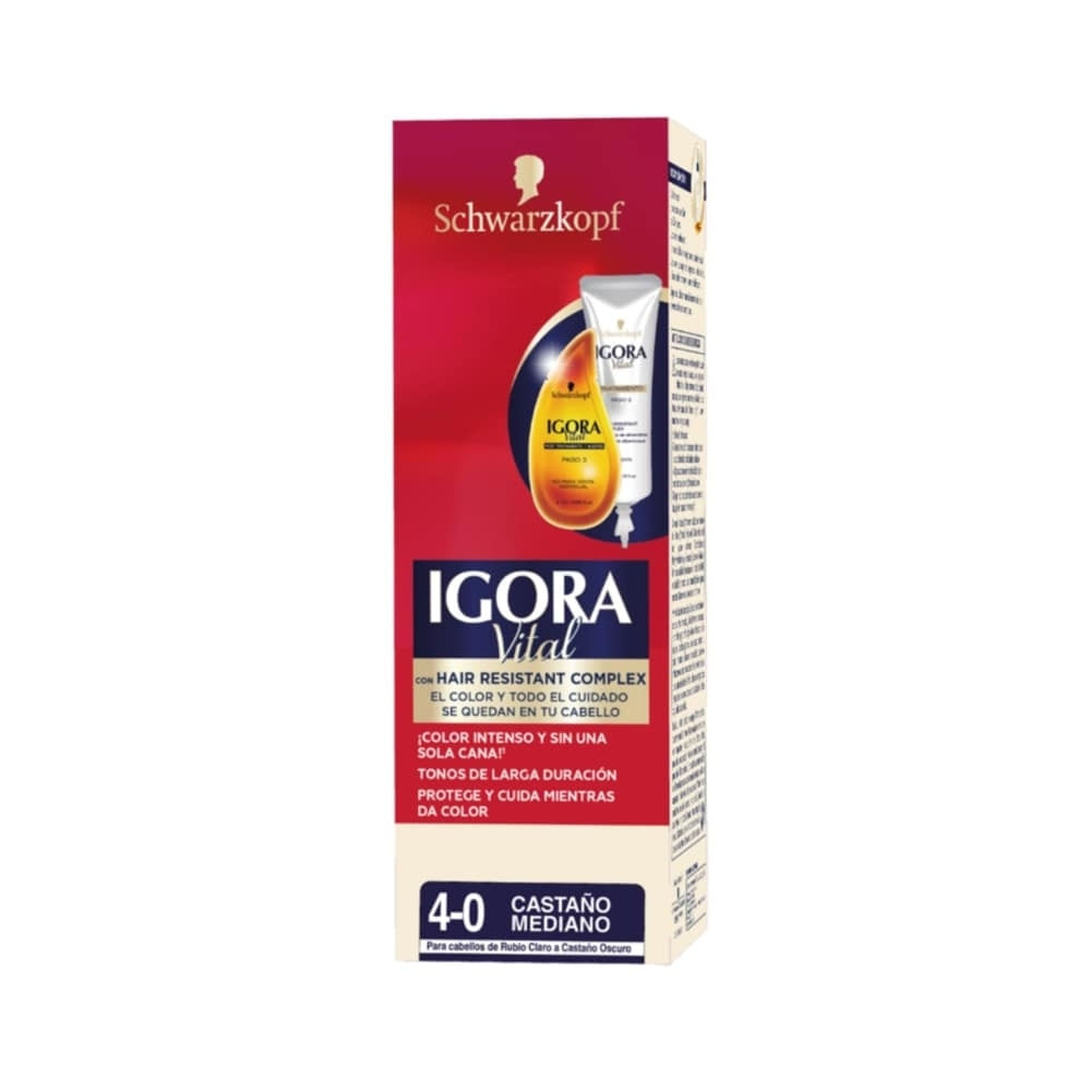 TINTURA IGORA VITAL 4-0 CASTAÑO MEDIO CAJA 50 ML