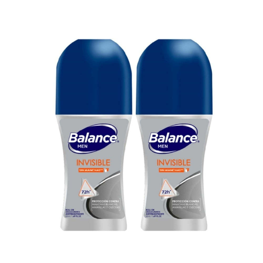 DESODORANTE BALANCE INVISIBLE HOMBRE ROLL ON 2 X 50 ML