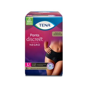 PAÑALES TENA PANTS DISCREET L BLACK BOLSA X 8 UNDS