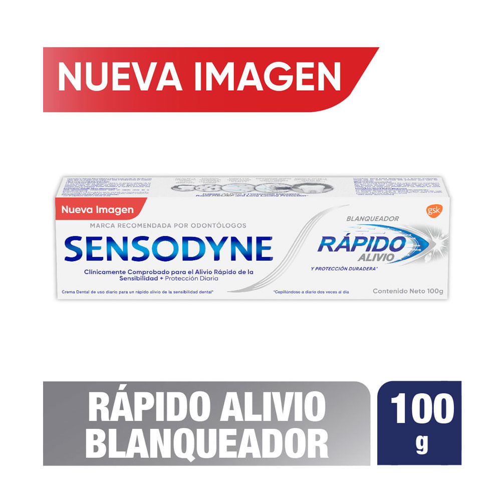 CREMA DENTAL SENSODYNE RAPIDO ALIVIO BLANQUEADOR CAJA 100 G