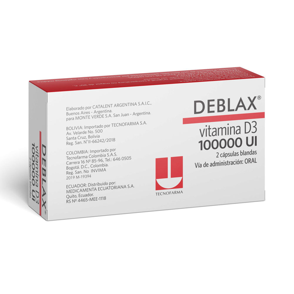DEBLAX VITAMINA D3 CAPSULAS 100000 UI CAJA X 2 UNDS