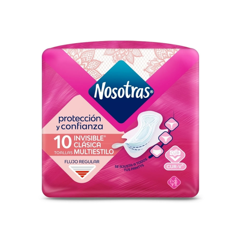 TOALLAS NOSOTRAS INVISIBLE CLASICA MULTIESTILO BOLSA X 10 UNDS
