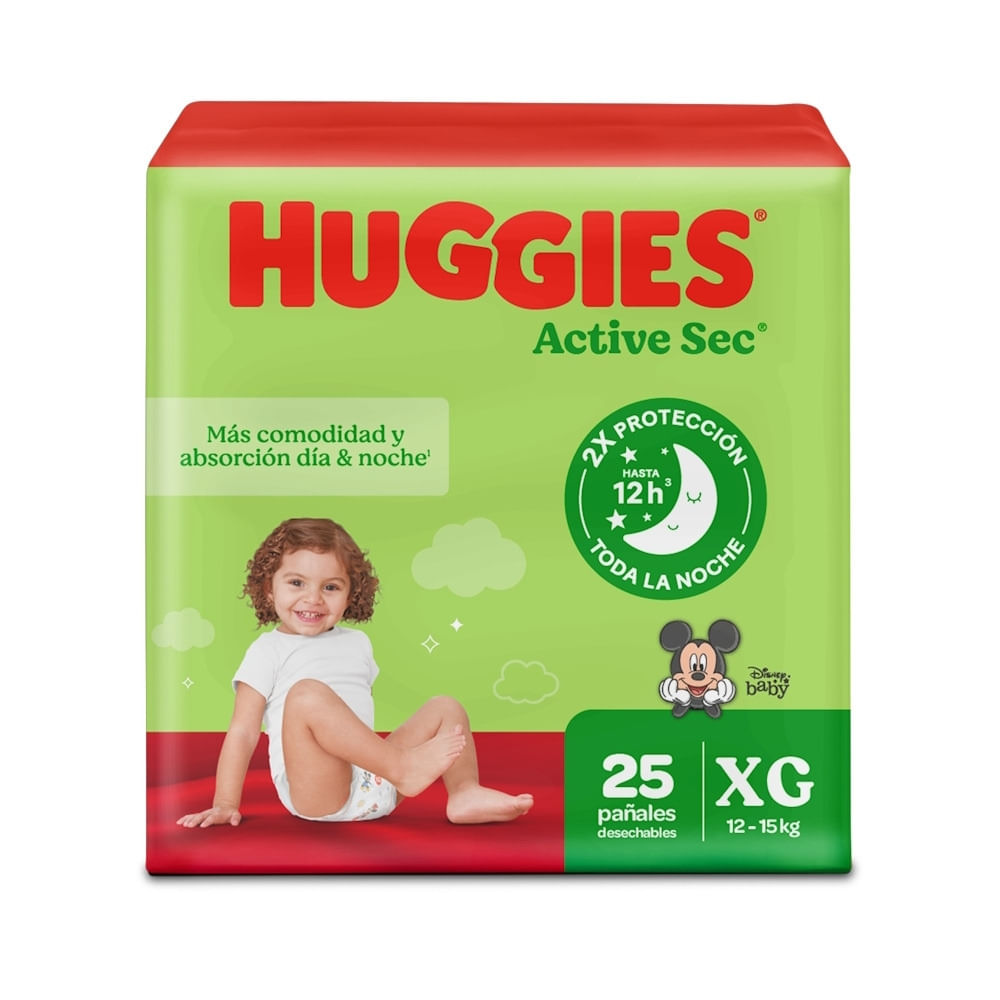 PAÑALES HUGGIES ACTIVE SEC ETAPA 4 BOLSA X 25 UNDS