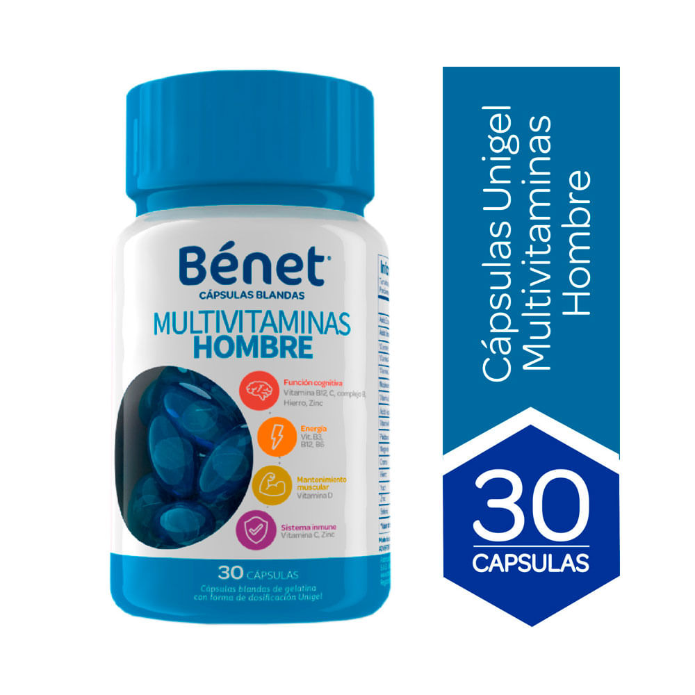 BENET MULTIVITAMINAS HOMBRE CAPSULAS BLANDAS FRASCO X 30 UNDS