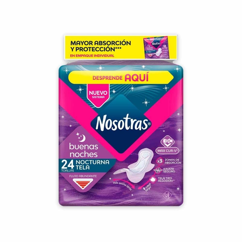 TOALLAS NOSOTRAS BUENAS NOCHES TELA BOLSA X 24 UNDS