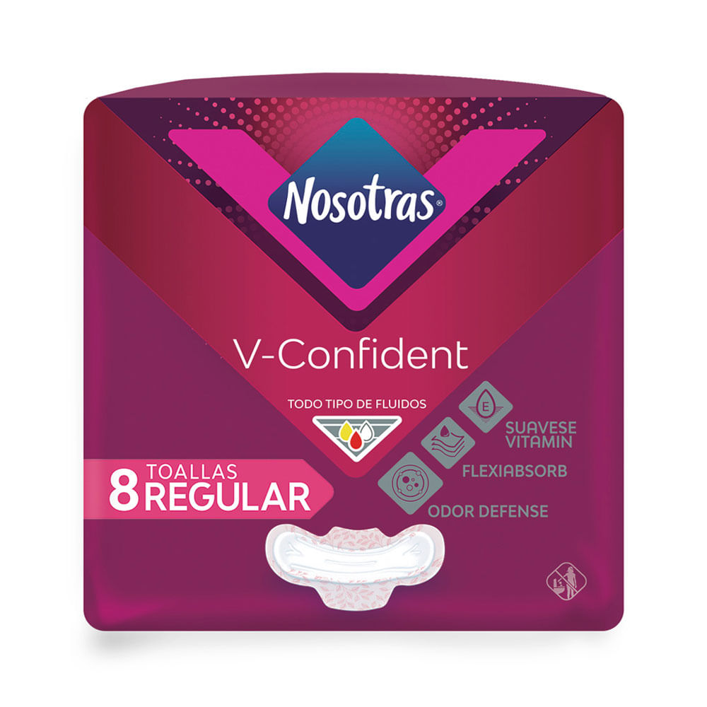 TOALLAS NOSOTRAS V CONFIDENT REGULAR BOLSA X 8 UNDS