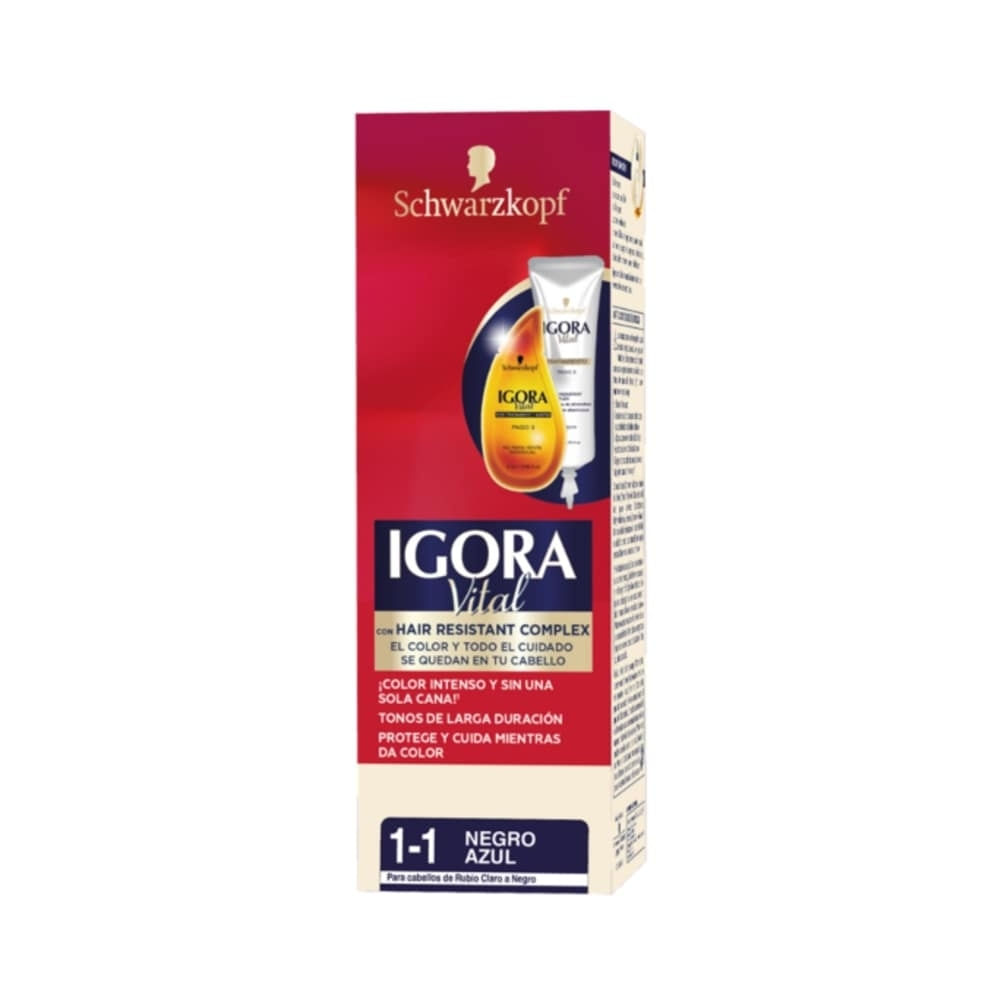 TINTURA IGORA VITAL 1-1 NEGRO AZUL CAJA 50 ML