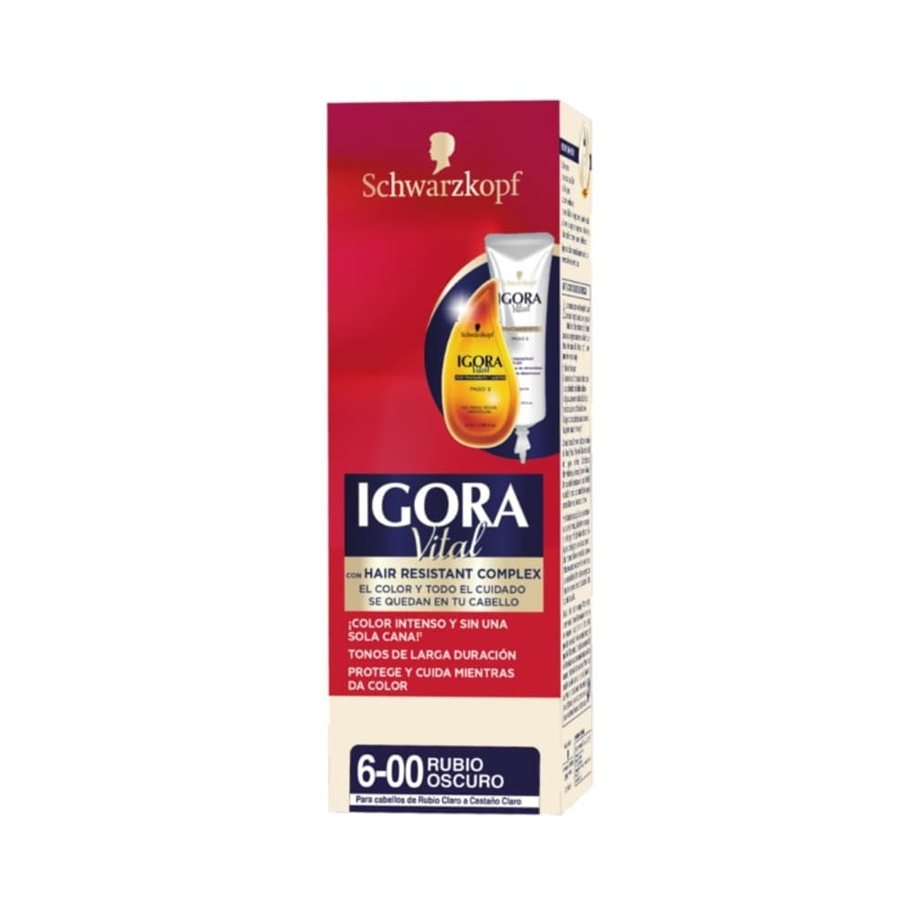 TINTURA IGORA VITAL 6-00 RUBIO OSCURO CAJA 50 ML