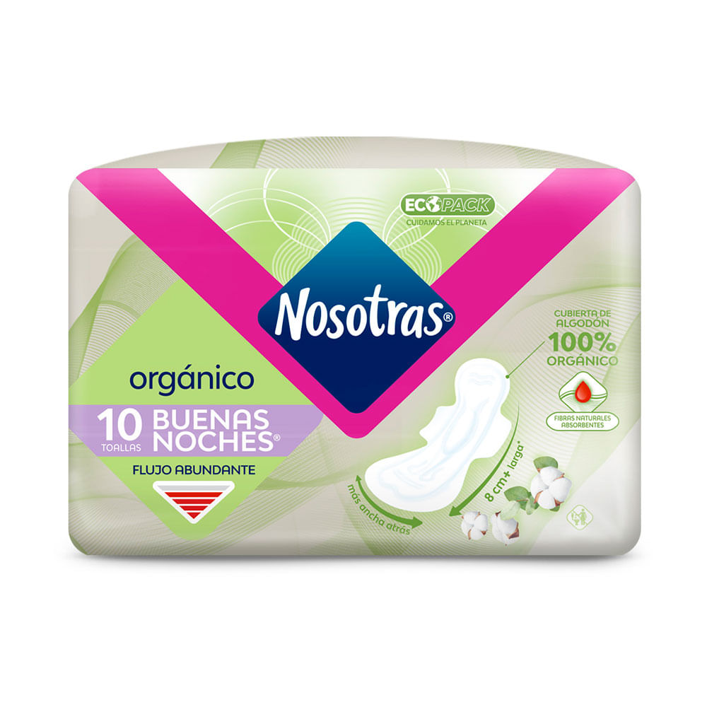 TOALLAS NOSOTRAS BUENAS NOCHES ORGANIC BOLSA X 10 UNDS