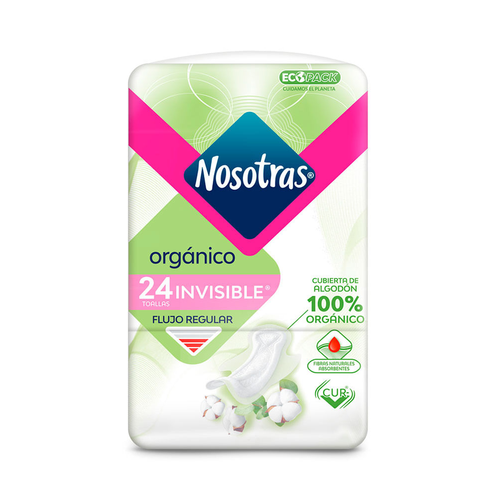 TOALLAS NOSOTRAS HIG INVISIBLE ORGANI BOLSA X 24 UNDS