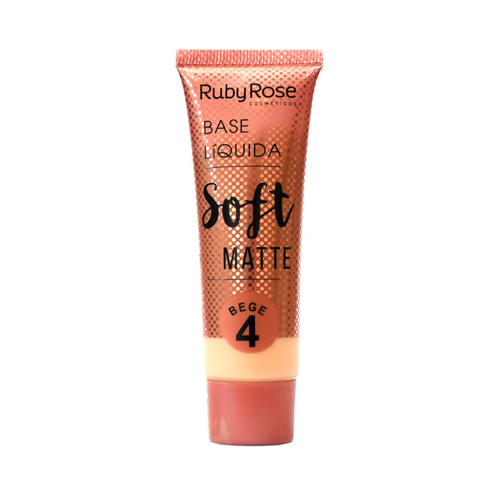 BASE LIQUIDA RUBY ROSE SOFT MATTE BEIGE #4 TUBO X 1 UND