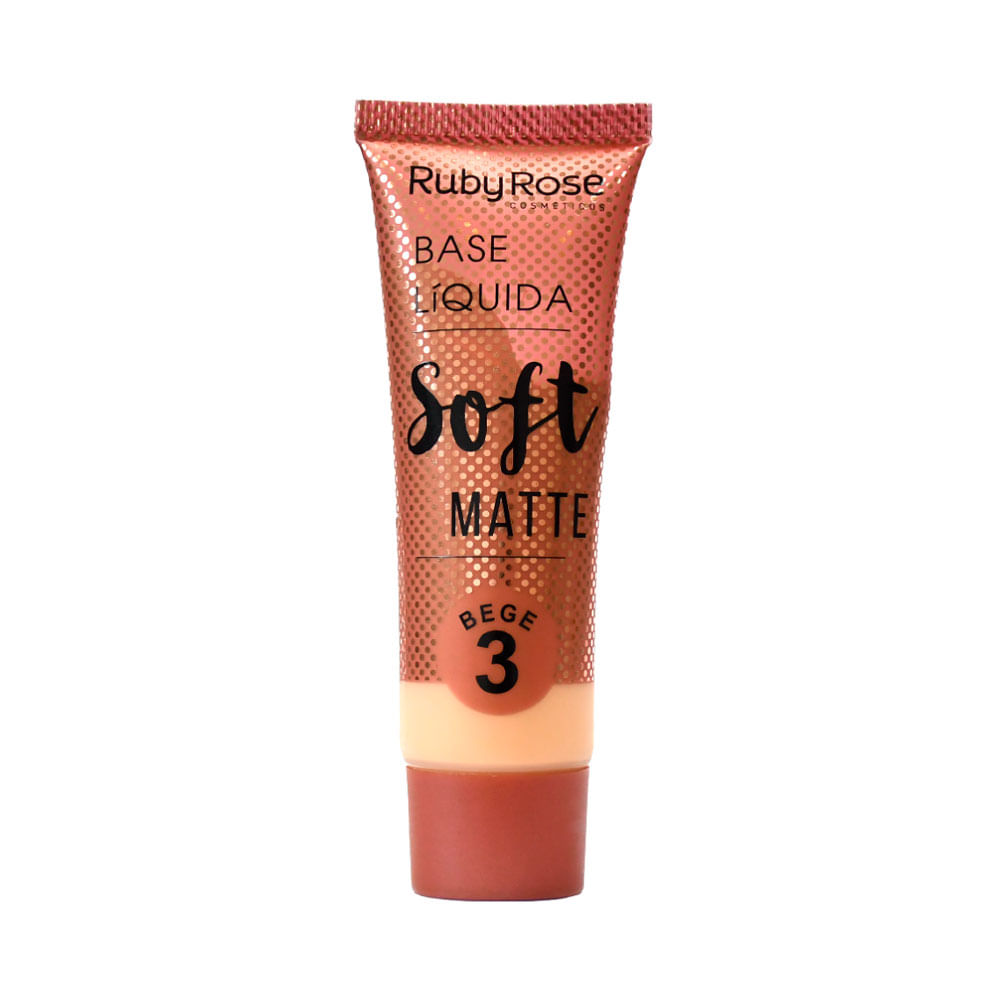 BASE LIQUIDA RUBY ROSE SOFT MATTE BEIGE #3 TUBO X 1 UND
