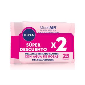 TOALLITAS AGUA DE ROSAS NIVEA OFERTA 2 X 25 UNDS