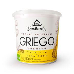 YOGURT GRIEGO SAN MARTIN VAINILLA, PIÑA, COCO VASO 150 G